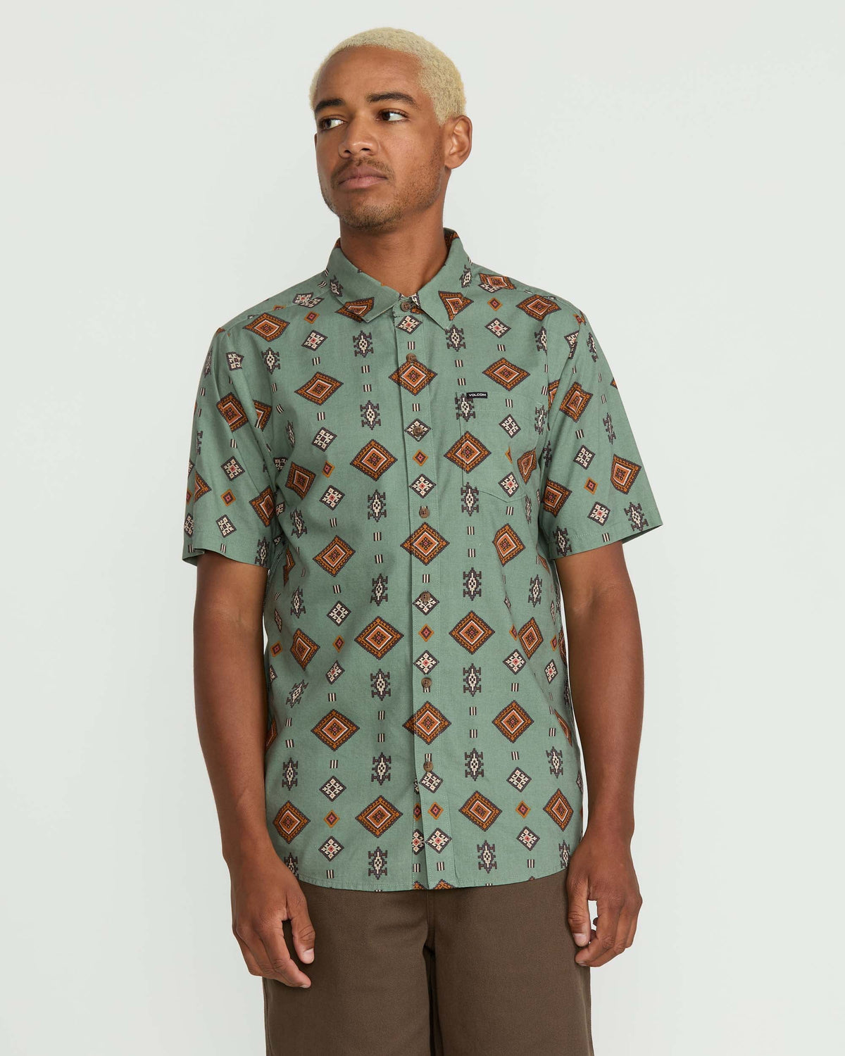 Men's Desert Dobby Short Sleeve Shirt Light Olive - Volcom
