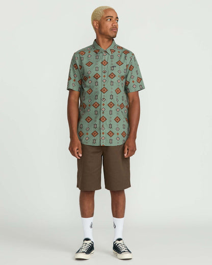Men's Desert Dobby Short Sleeve Shirt Light Olive - Volcom