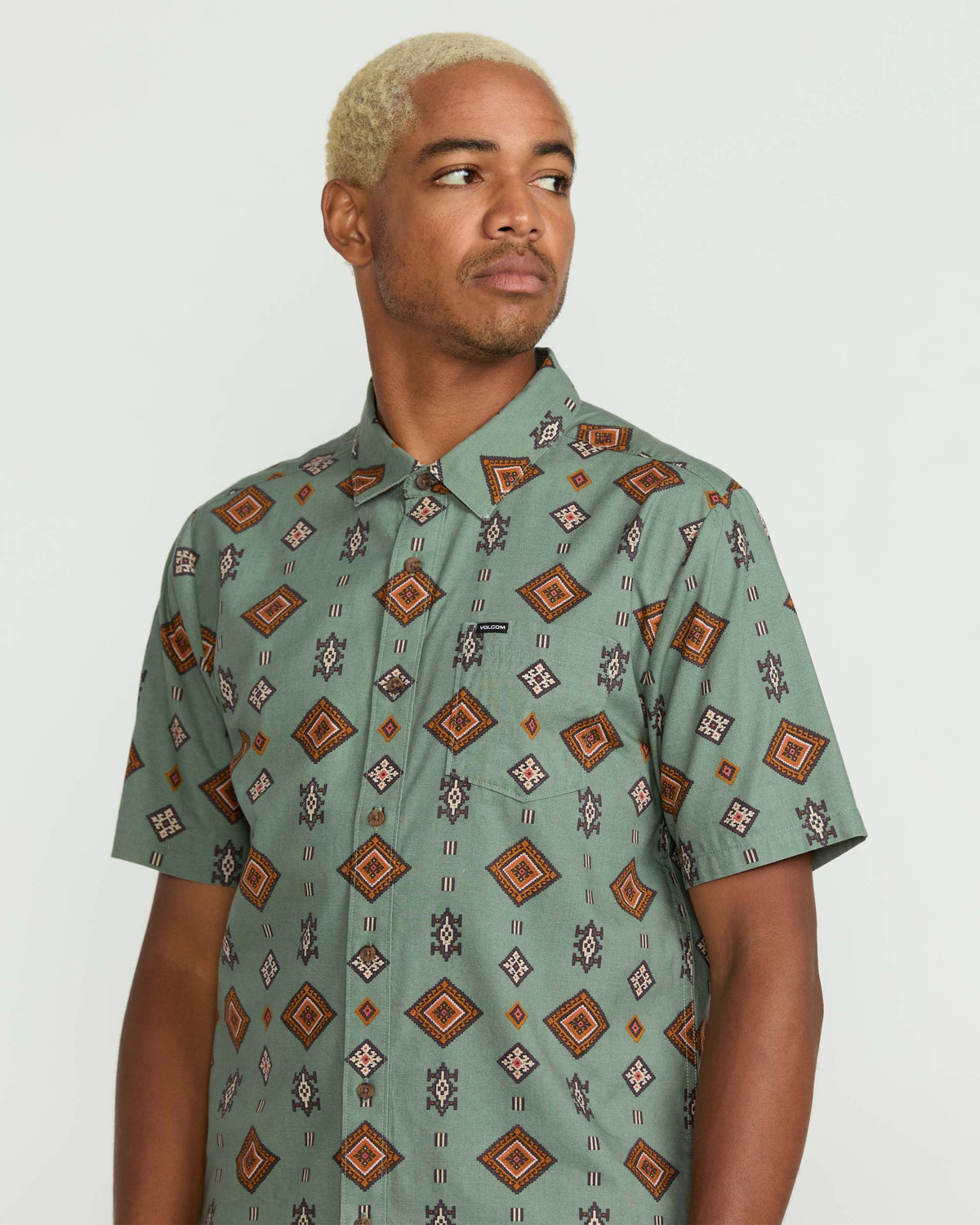 Men's Desert Dobby Short Sleeve Shirt Light Olive - Volcom