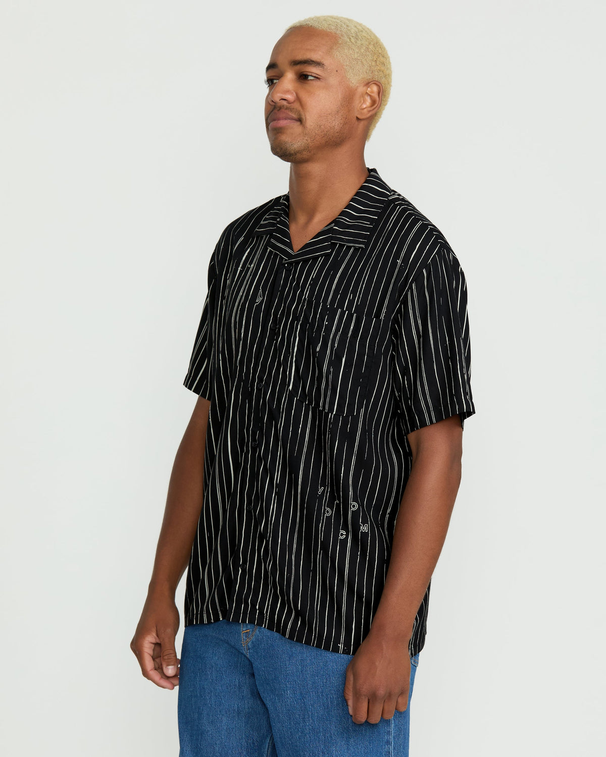 Men's Mistostone Short Sleeve Shirt Black/White - Volcom