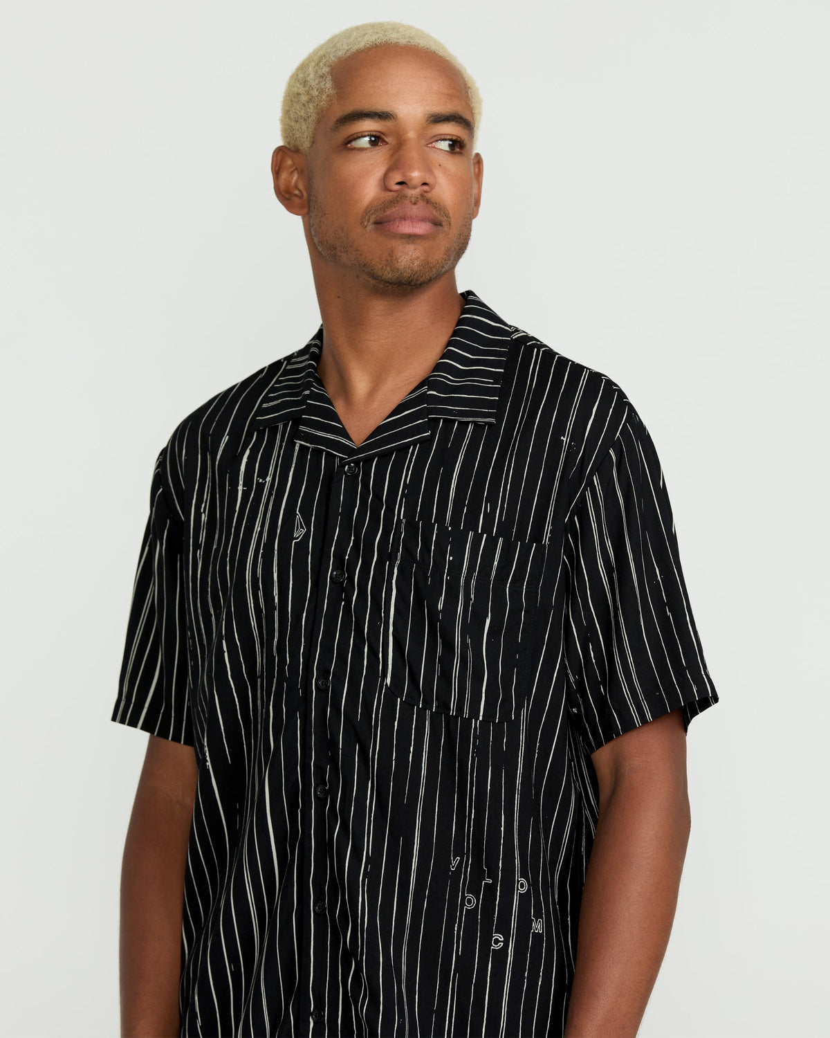 Men's Mistostone Short Sleeve Shirt Black/White - Volcom