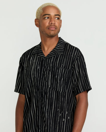 Men's Mistostone Short Sleeve Shirt Black/White - Volcom