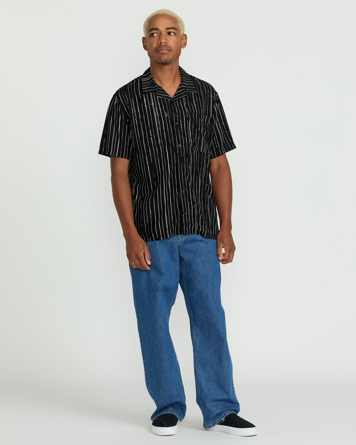Men's Mistostone Short Sleeve Shirt Black/White - Volcom