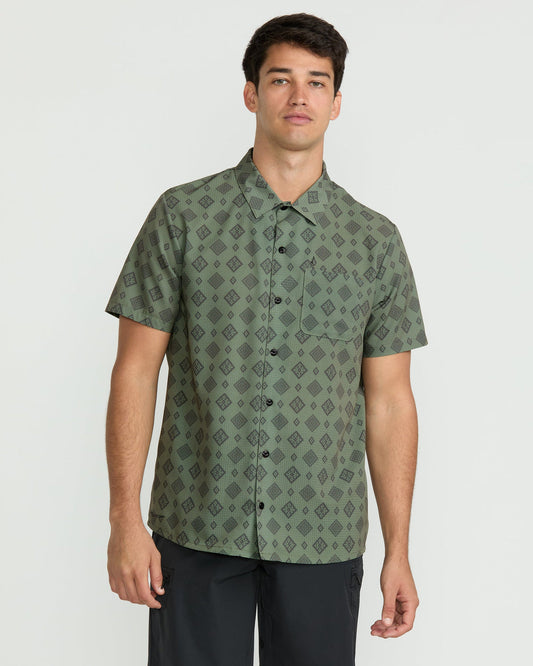 Men's Ridgestone Short Sleeve Shirt Light Olive - Volcom