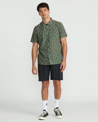Men's Ridgestone Short Sleeve Shirt Light Olive - Volcom