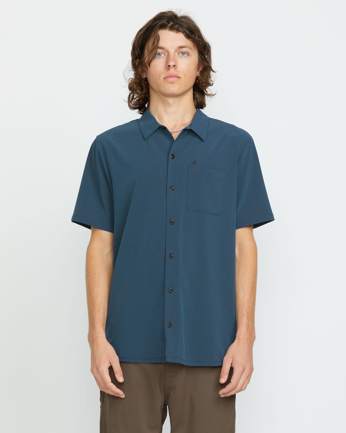 Men's Ridgestone Short Sleeve Shirt Deep Blue - Volcom