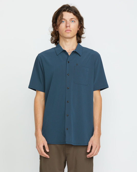 Men's Ridgestone Short Sleeve Shirt Deep Blue - Volcom