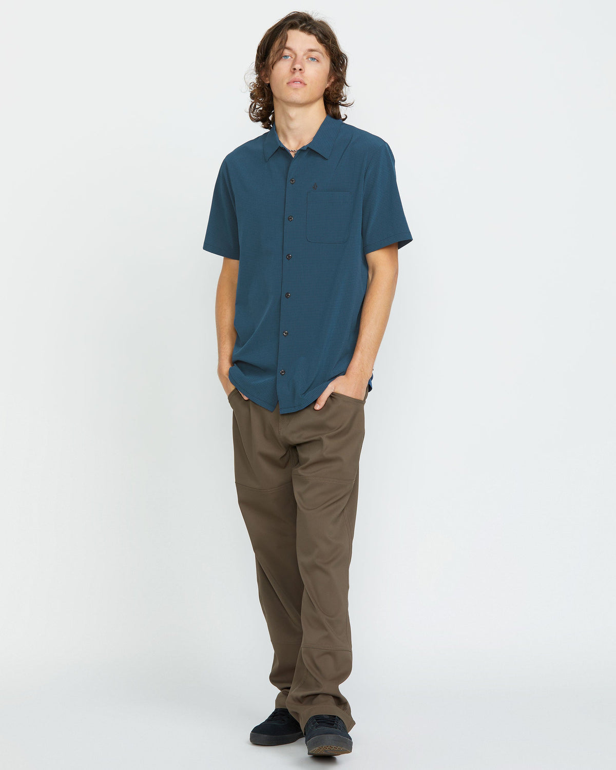Men's Ridgestone Short Sleeve Shirt Deep Blue - Volcom