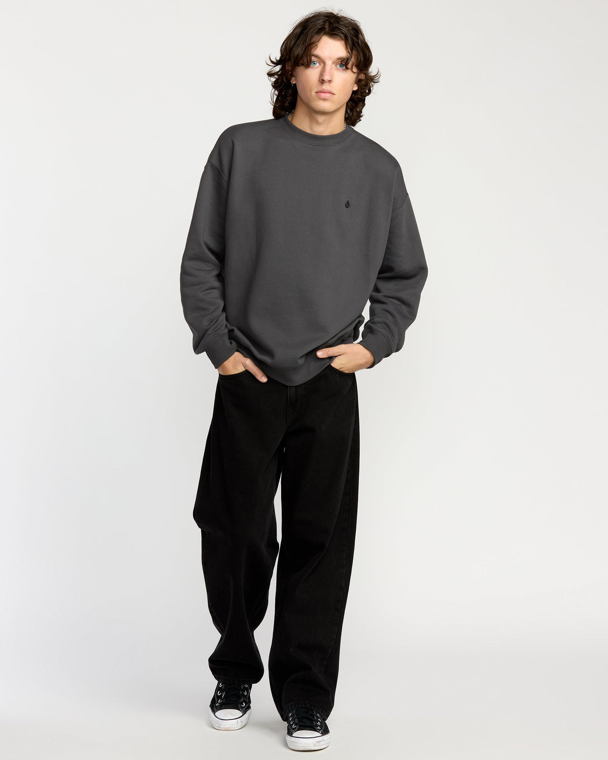 Men's Single Stone Pw Crew Asphalt Black - Volcom