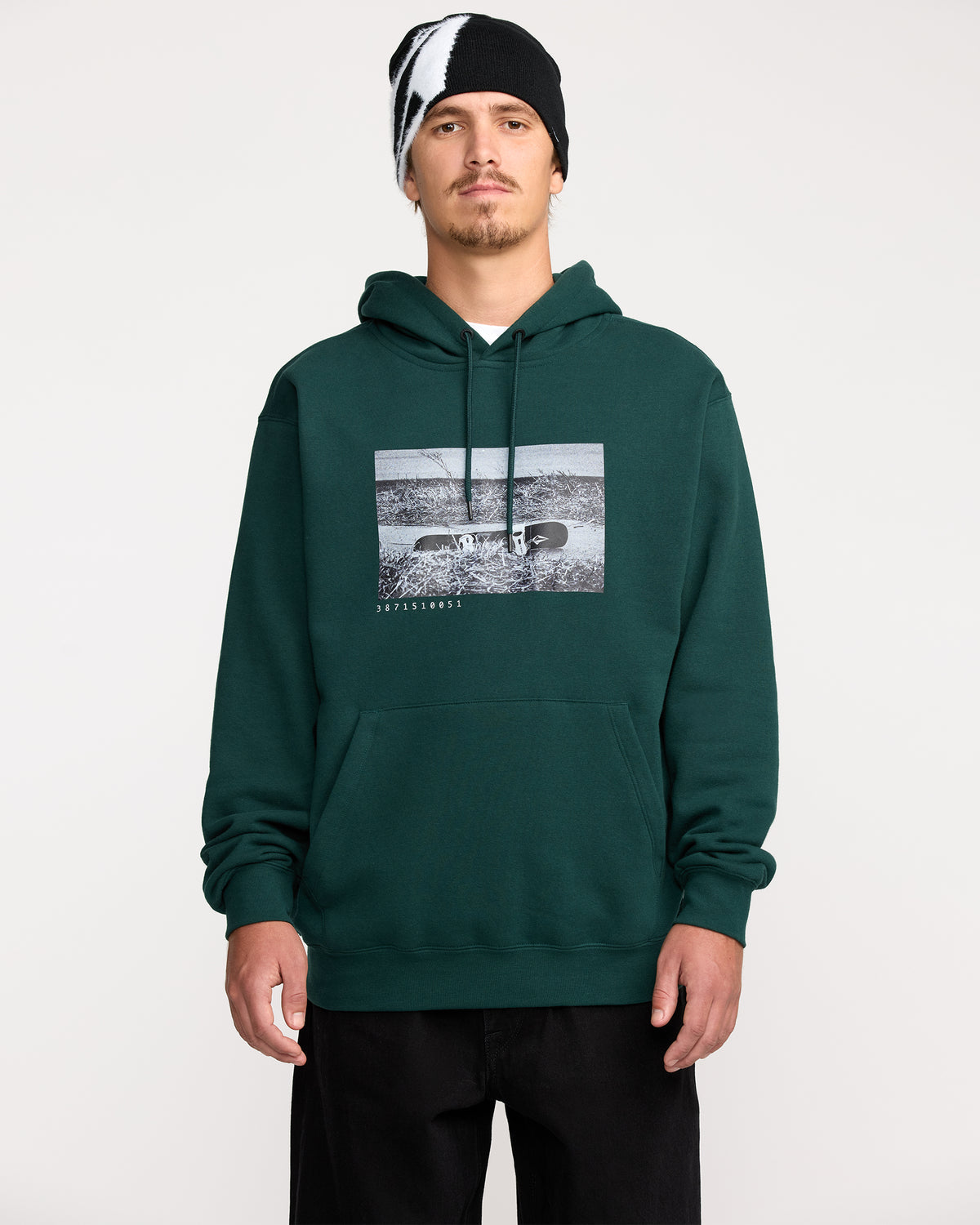 Men's Essential Hoodie Black Green - Volcom