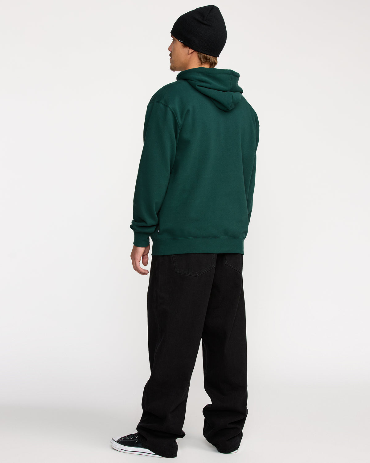 Men's Essential Hoodie Black Green - Volcom