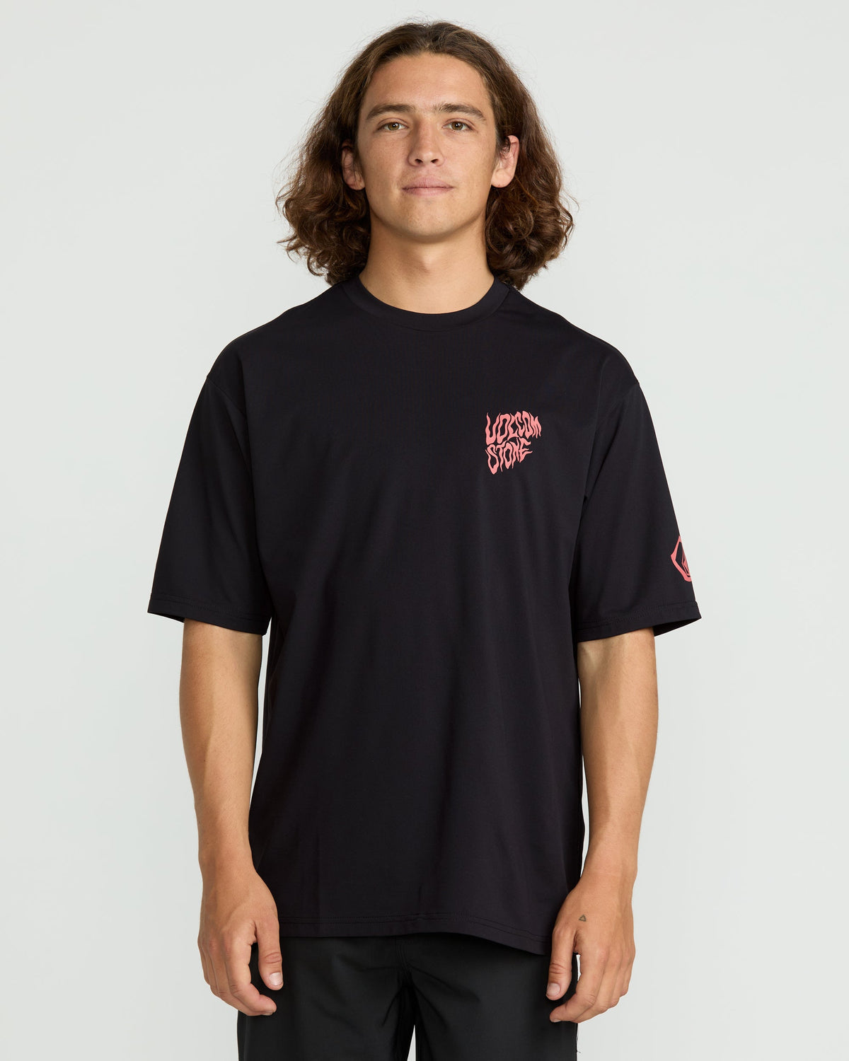 Men's Wavvyyy Surf Short Sleeve Rashguard Black - Volcom