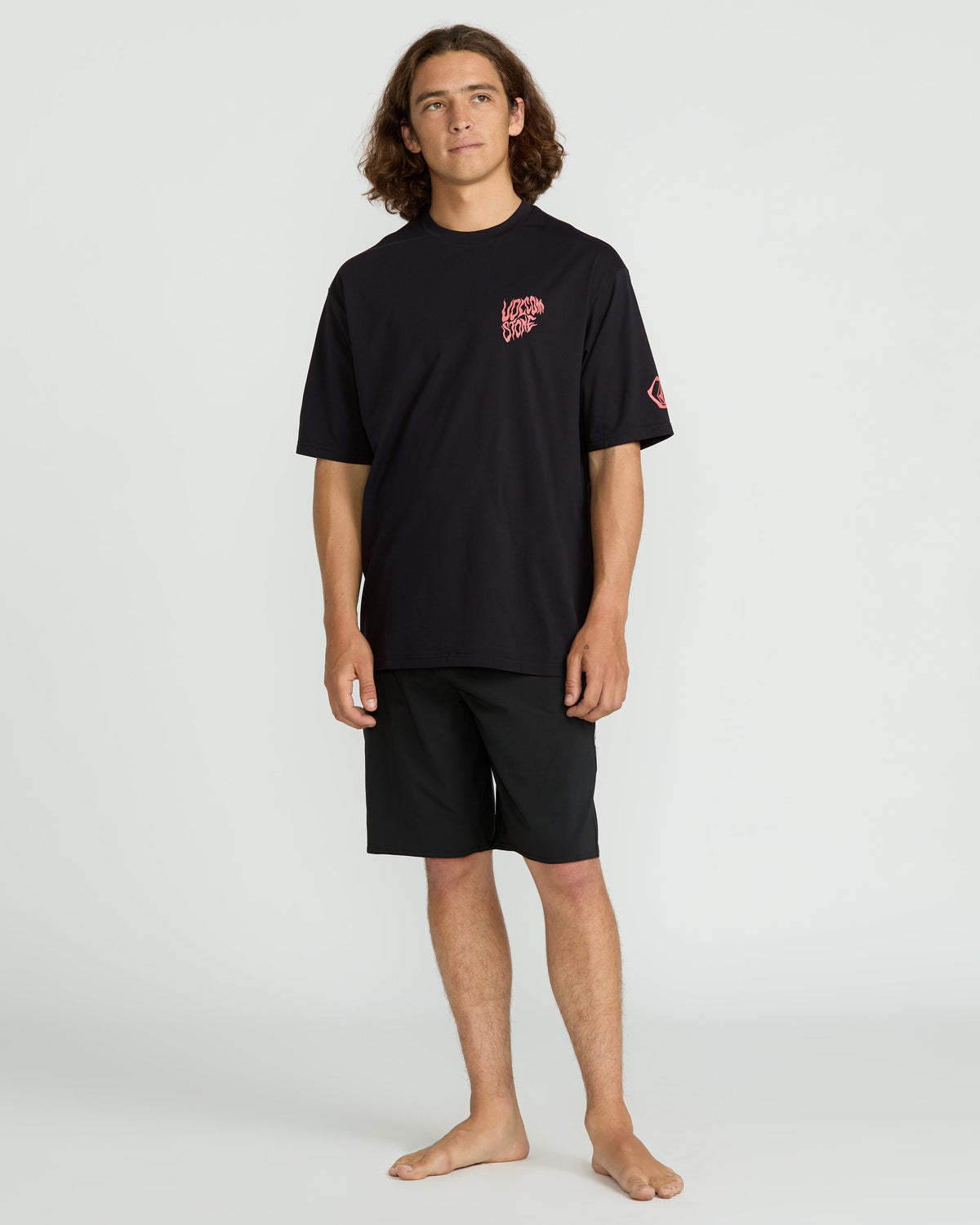 Men's Wavvyyy Surf Short Sleeve Rashguard Black - Volcom