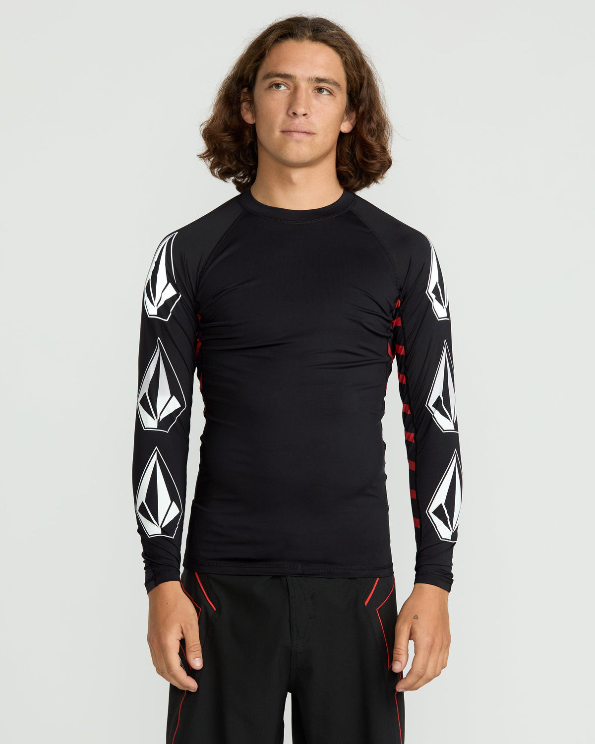 Men's Surf Vitals J Robinson Tght Long Sleeve Rashguard Black/Red - Volcom