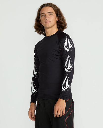 Men's Surf Vitals J Robinson Tght Long Sleeve Rashguard Black/Red - Volcom
