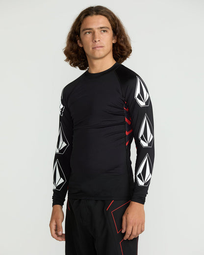 Men's Surf Vitals J Robinson Tght Long Sleeve Rashguard Black/Red - Volcom