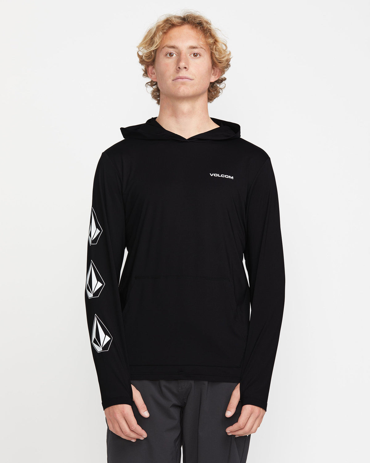 Men's Largee Iconic Hood Long Sleeve Rashguard Black - Volcom