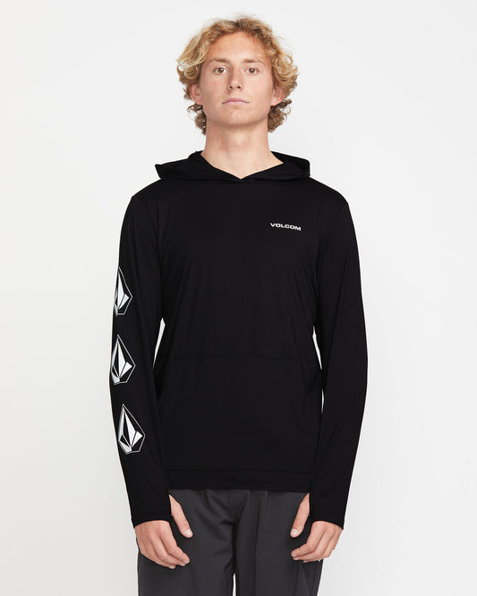 Men's Largee Iconic Hood Long Sleeve Rashguard Black - Volcom