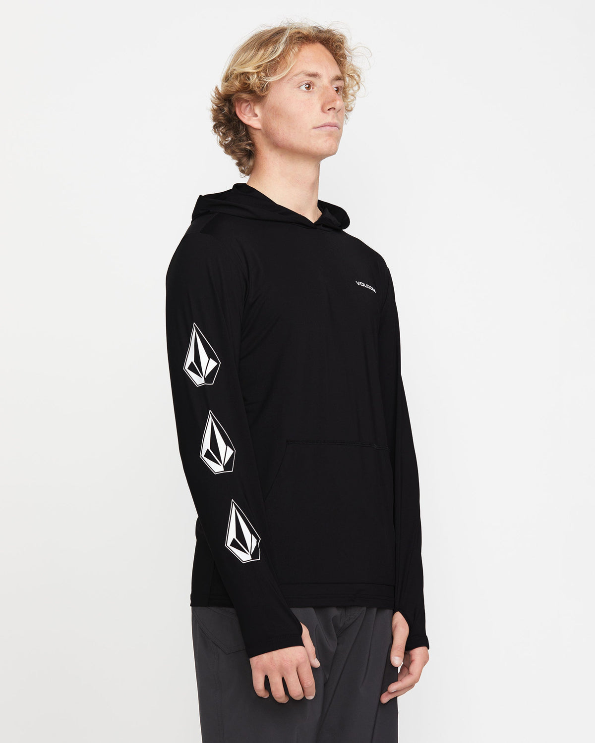 Men's Largee Iconic Hood Long Sleeve Rashguard Black - Volcom