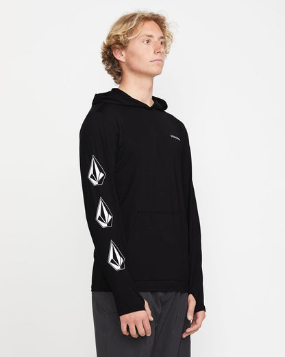 Men's Largee Iconic Hood Long Sleeve Rashguard Black - Volcom