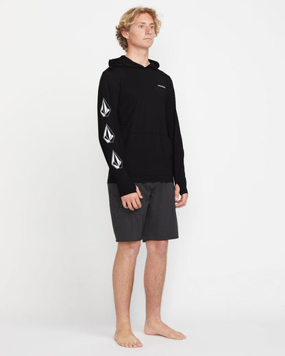 Men's Largee Iconic Hood Long Sleeve Rashguard Black - Volcom