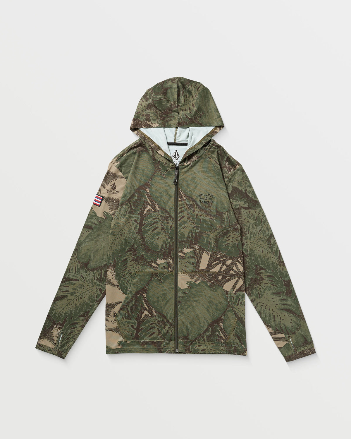 Men's Loose Hood Long Sleeve Surf Tee Khaki - Volcom