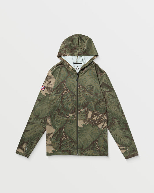 Men's Loose Hood Long Sleeve Surf Tee Khaki - Volcom