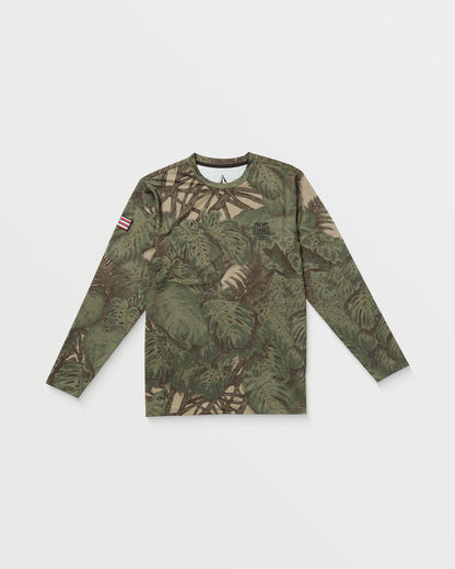 Men's Loose Long Sleeve Surf Tee Khaki - Volcom
