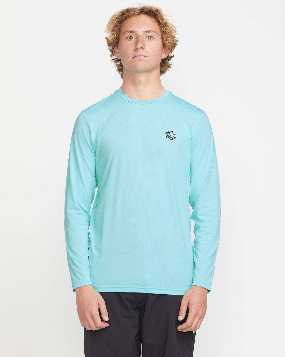 Men's Oval Track Loose Long Sleeve Surf Tee Resin Blue - Volcom