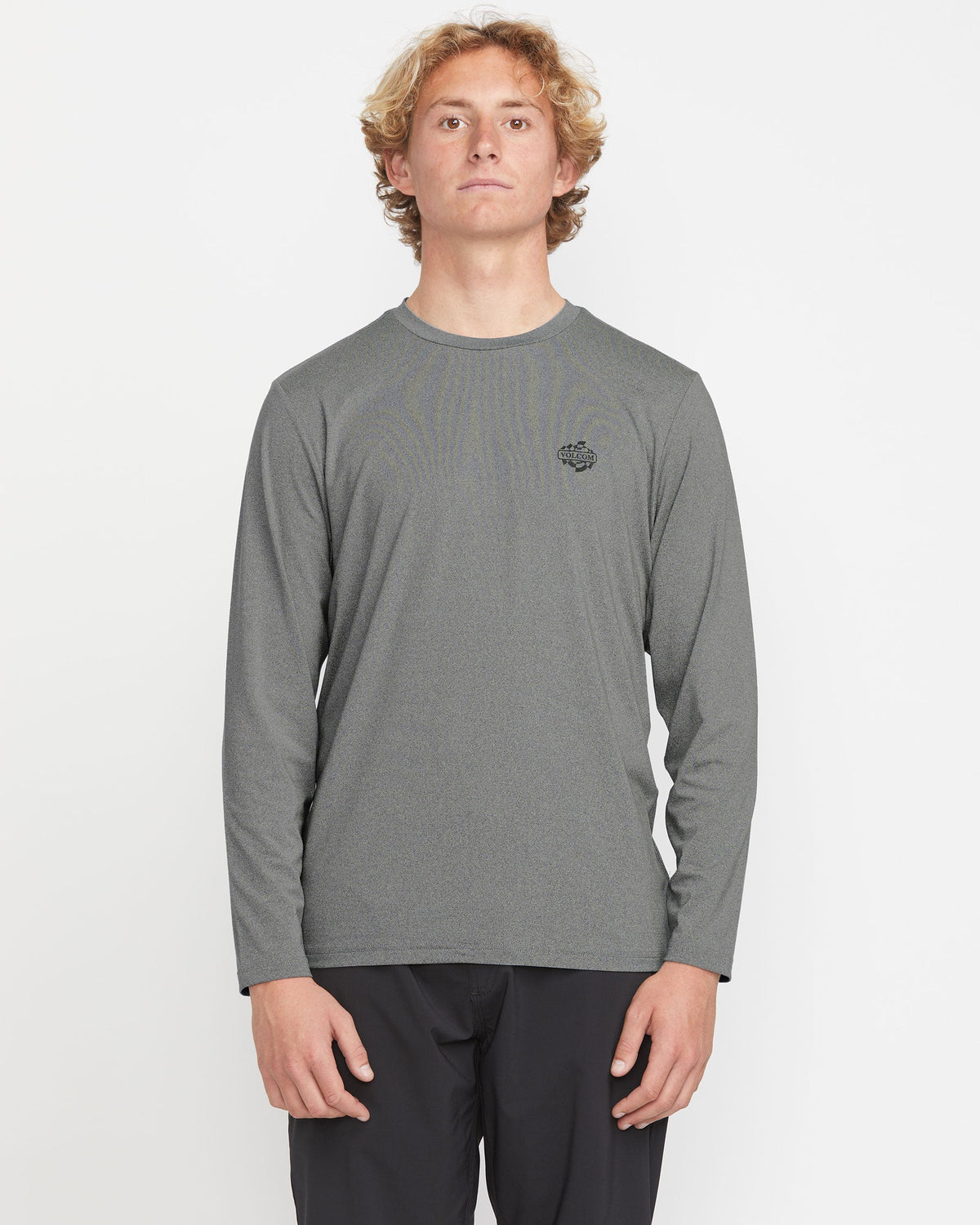 Men's Oval Track Loose Long Sleeve Surf Tee Heather Grey - Volcom