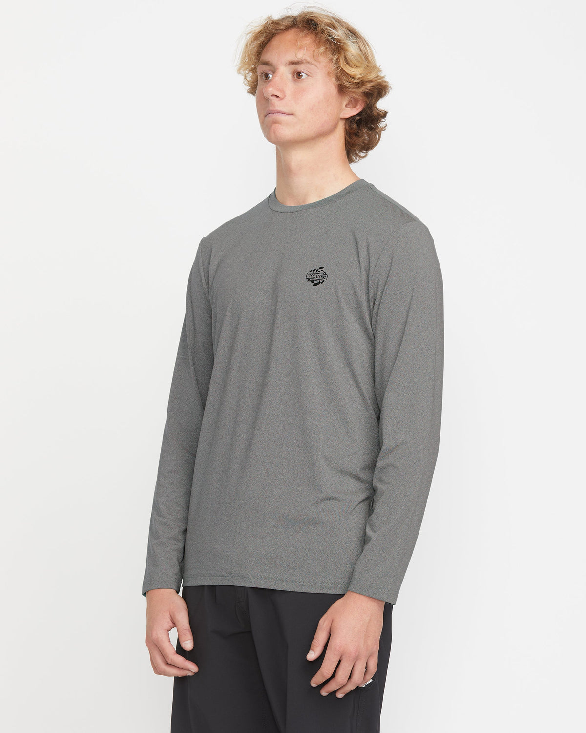 Men's Oval Track Loose Long Sleeve Surf Tee Heather Grey - Volcom
