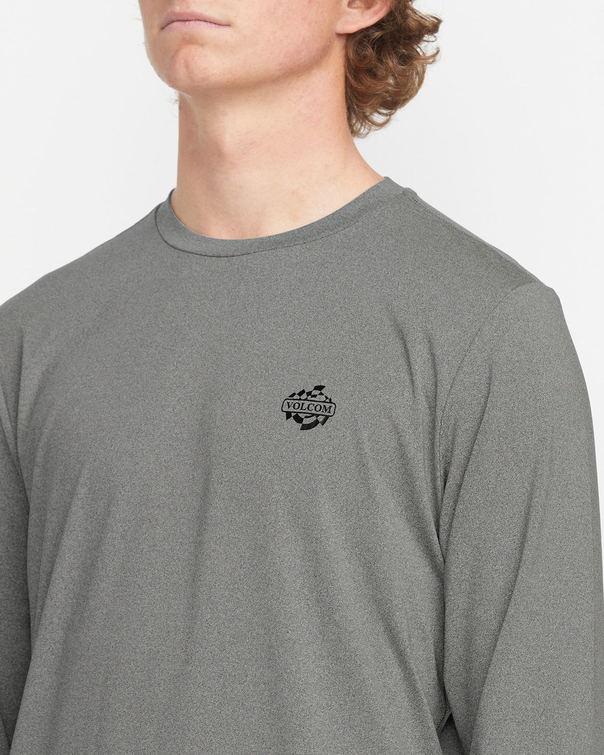 Men's Oval Track Loose Long Sleeve Surf Tee Heather Grey - Volcom