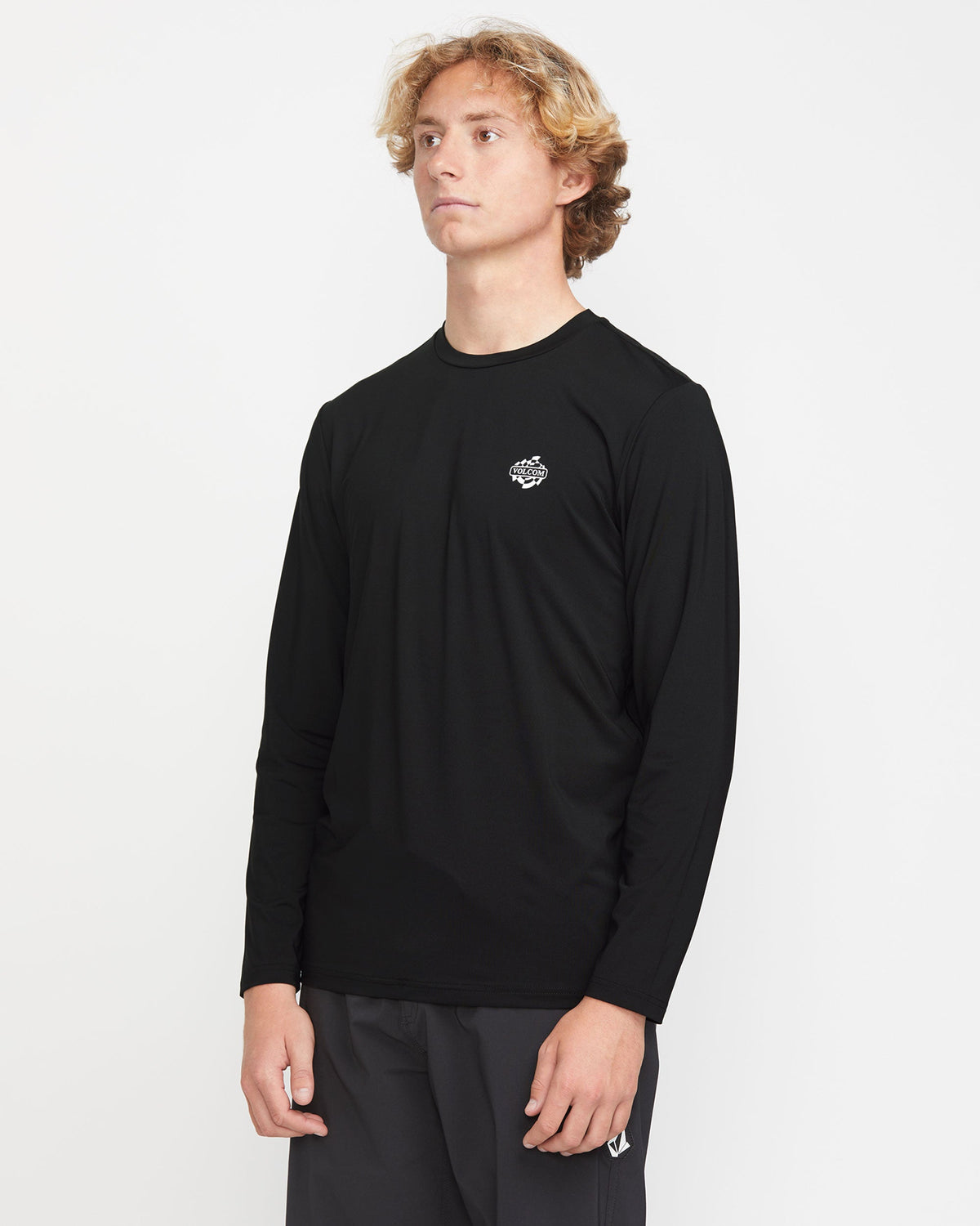 Men's Oval Track Loose Long Sleeve Surf Tee Black - Volcom