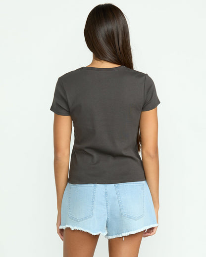 Women's Have A Clue Tee Vintage Black - Volcom