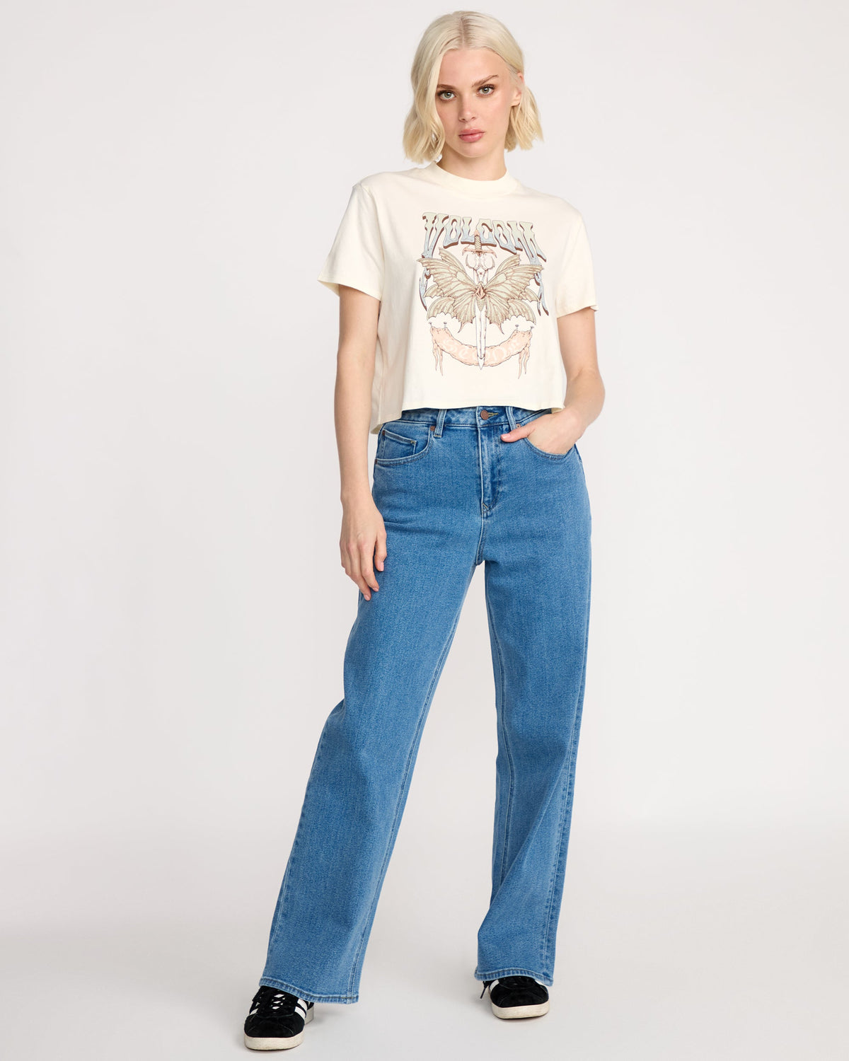 Women's Dial Crop Tee Bone - Volcom