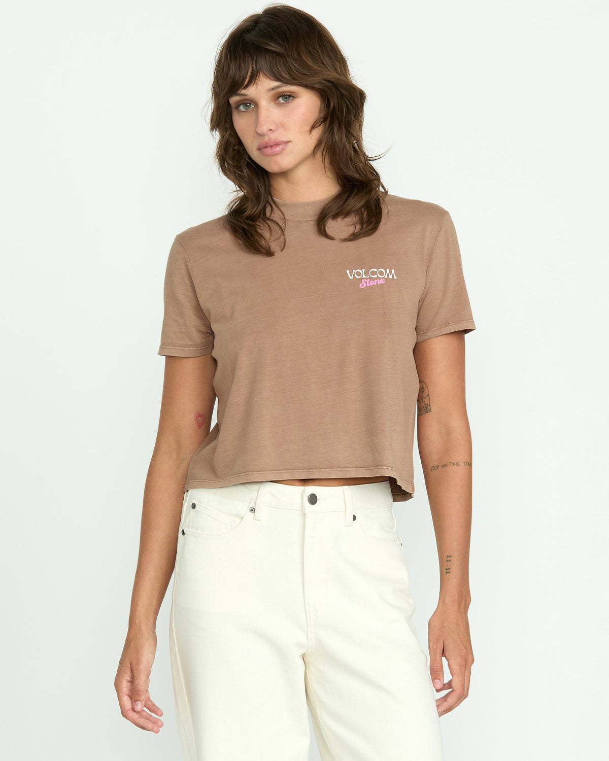 Women's Dial Crop Tee Hazelnut - Volcom