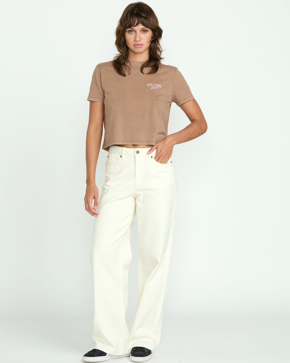 Women's Dial Crop Tee Hazelnut - Volcom