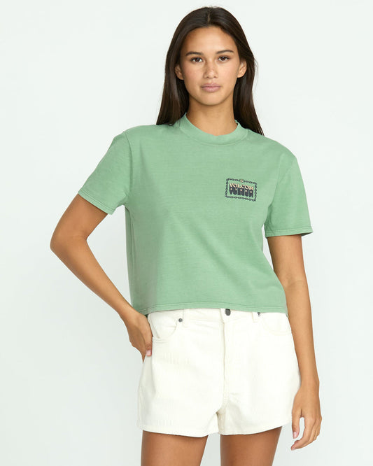 Women's Dial Crop Tee Seagreen - Volcom