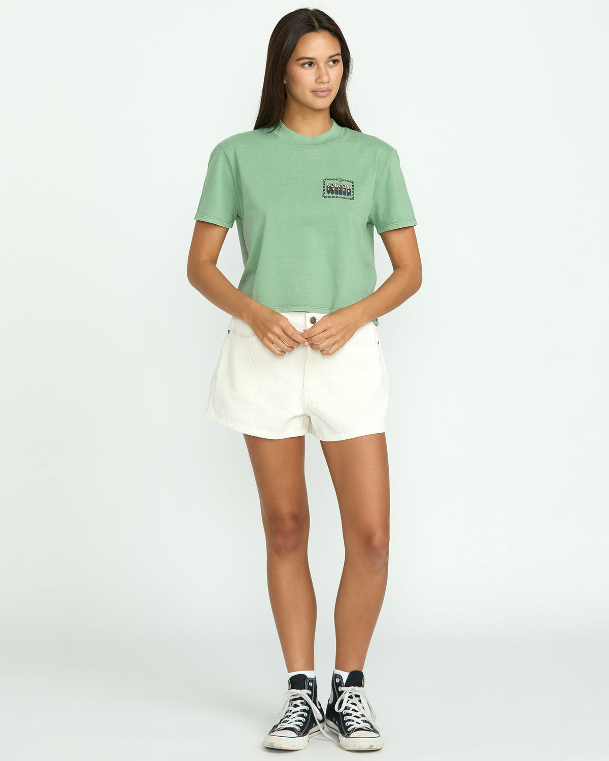 Women's Dial Crop Tee Seagreen - Volcom