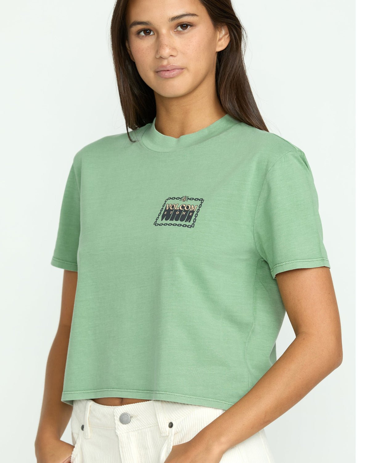 Women's Dial Crop Tee Seagreen - Volcom