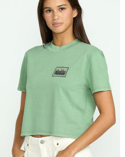 Women's Dial Crop Tee Seagreen - Volcom