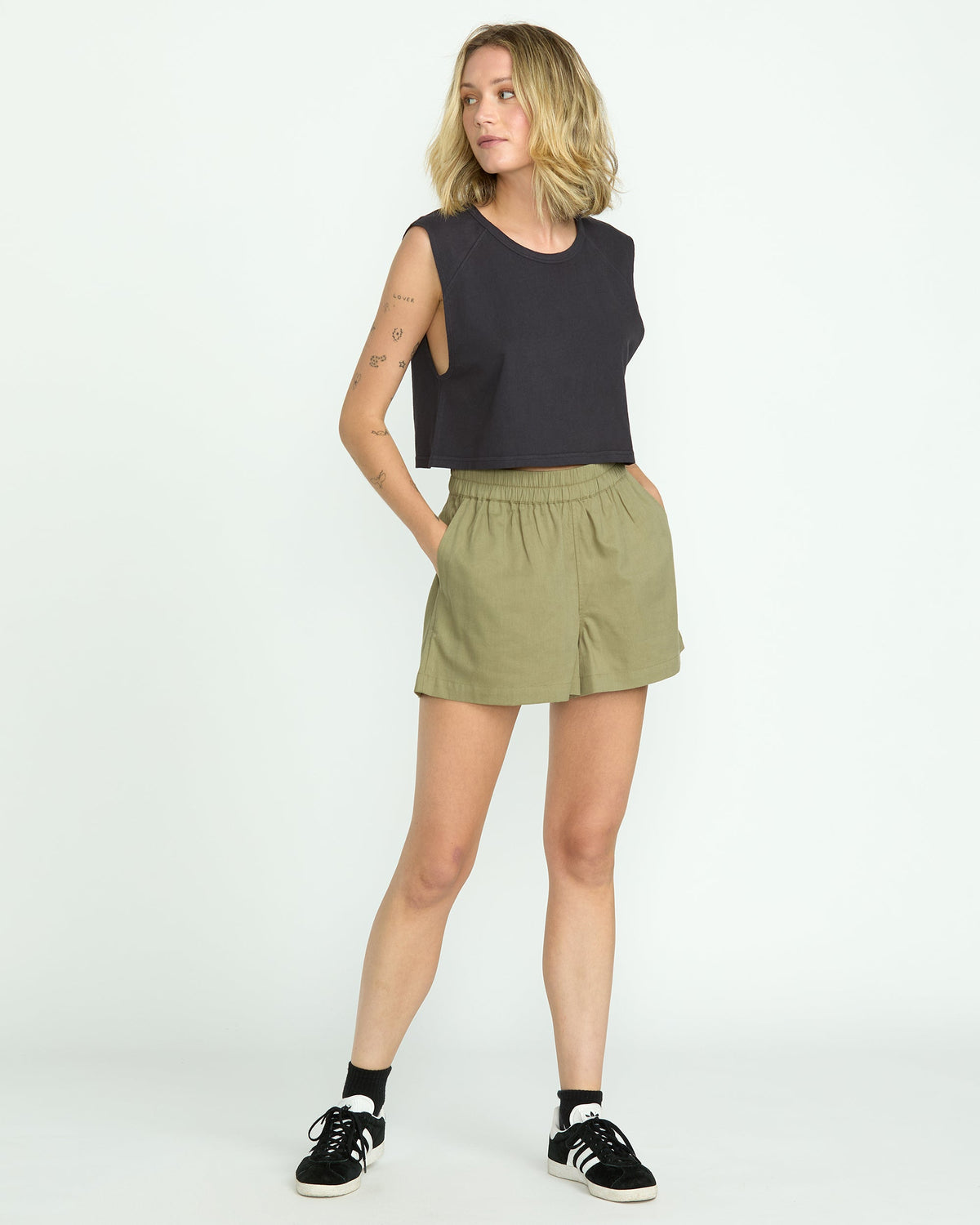 Women's Lived In Track Shorts Light Army - Volcom