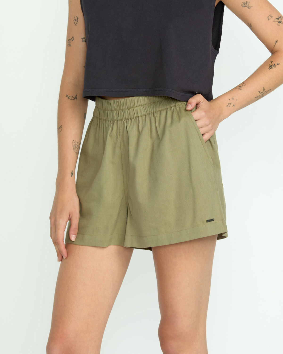 Women's Lived In Track Shorts Light Army - Volcom