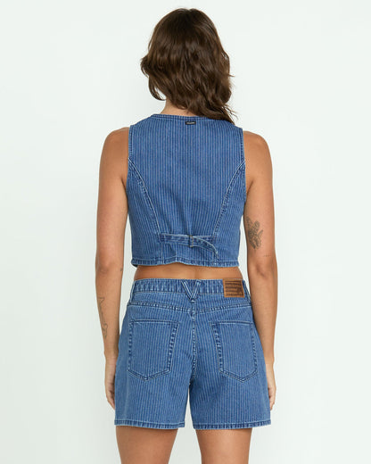 Women's Stoned Boyfriend Shorts Blue Stripe - Volcom