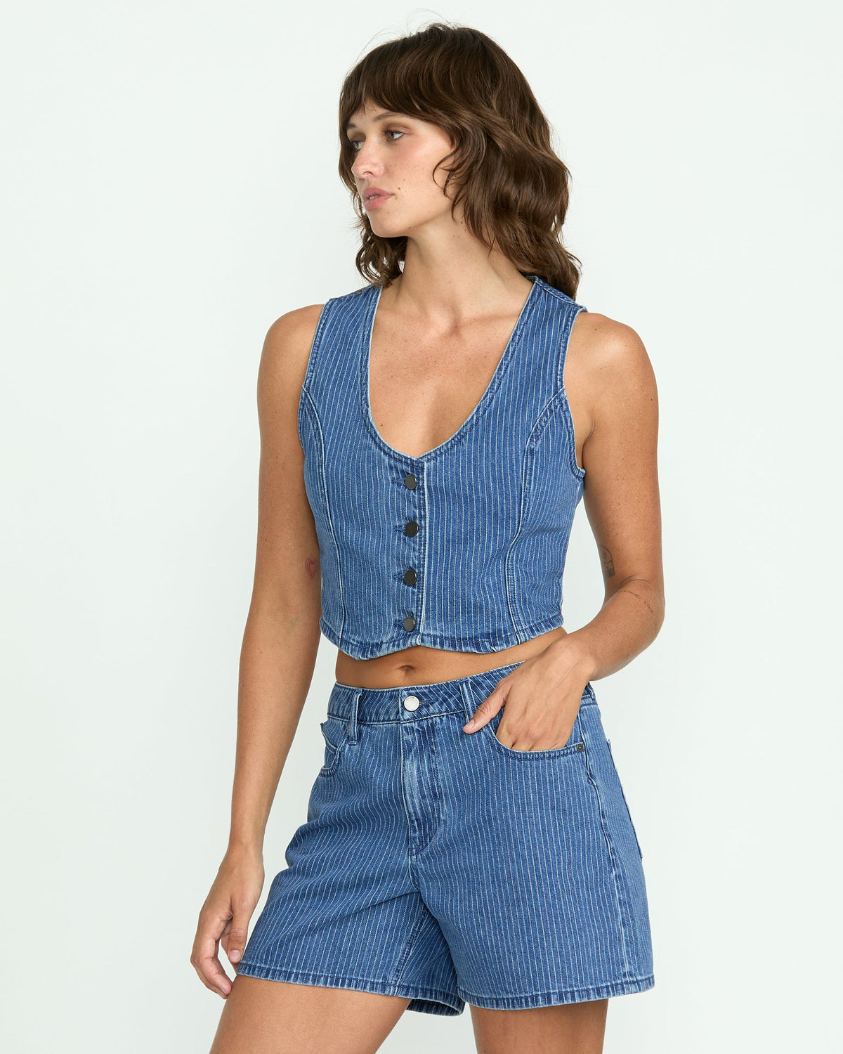 Women's Stoned Boyfriend Shorts Blue Stripe - Volcom