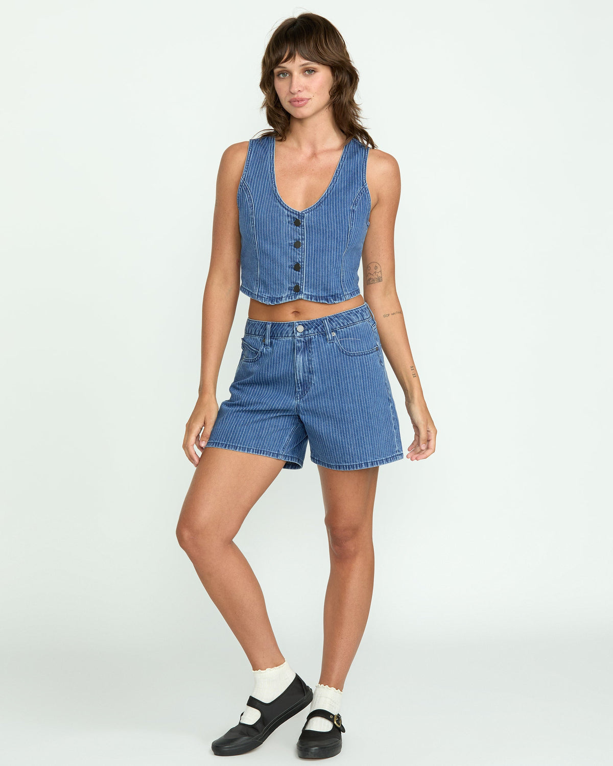 Women's Stoned Boyfriend Shorts Blue Stripe - Volcom