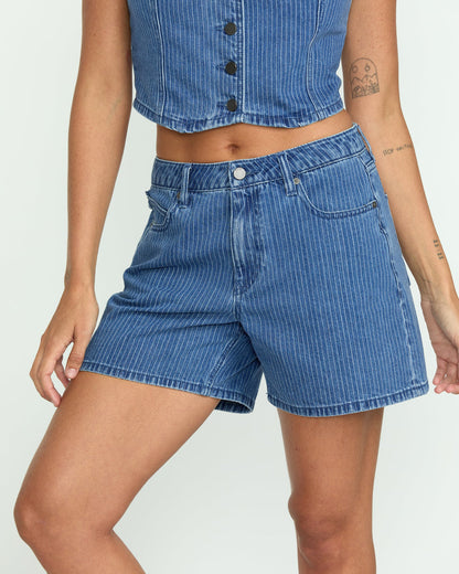 Women's Stoned Boyfriend Shorts Blue Stripe - Volcom