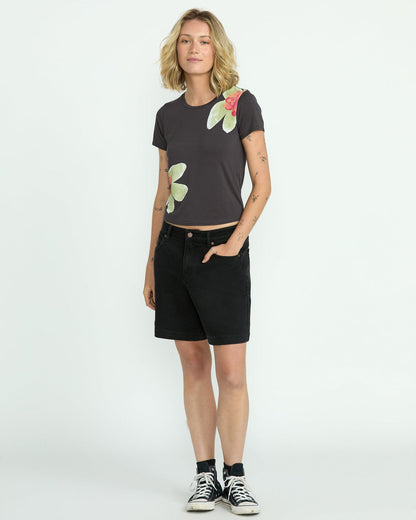 Women's Strait Up Long Shorts Black Out - Volcom