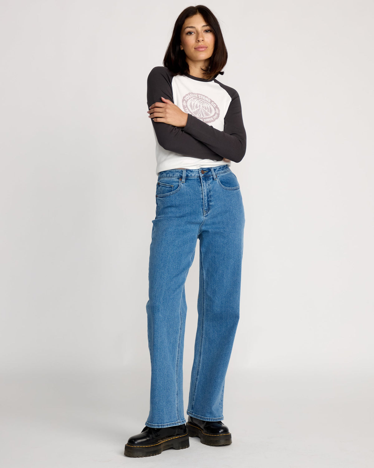 Women's Stoned Boyfriend High Rise Jeans Deep River Blues - Volcom