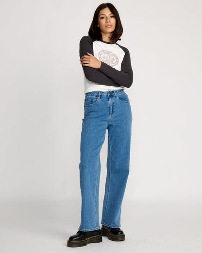 Women's Stoned Boyfriend High Rise Jeans Deep River Blues - Volcom